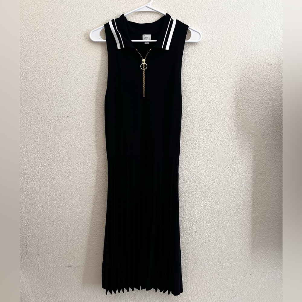 a new day Black Midi Dress with Gold Zipper Tennis Tank Sweater Dress